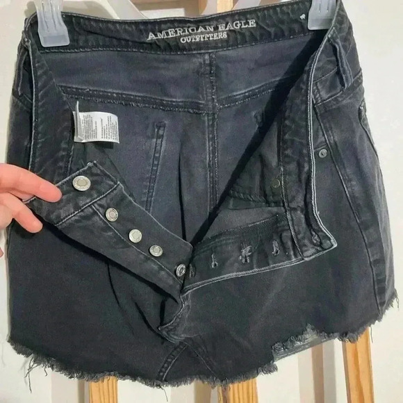 American Eagle Outfitters mini skirt, black distressed size 12 ￼ - Picture 2 of 7